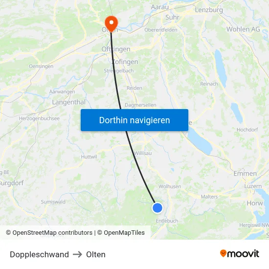 Doppleschwand to Olten map