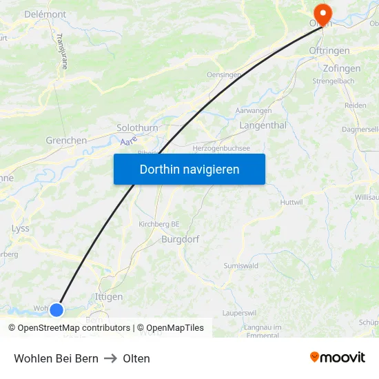 Wohlen Bei Bern to Olten map