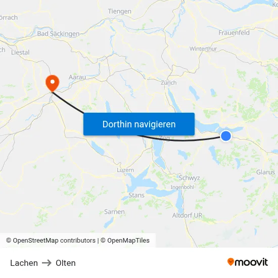 Lachen to Olten map