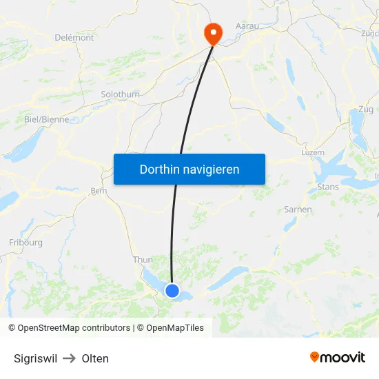 Sigriswil to Olten map