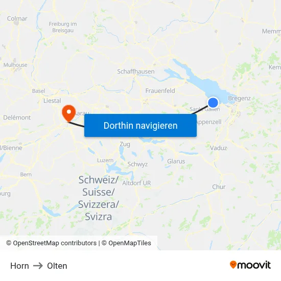 Horn to Olten map