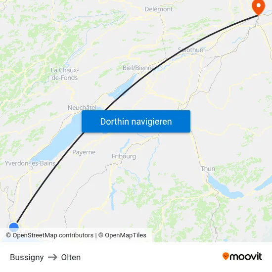 Bussigny to Olten map