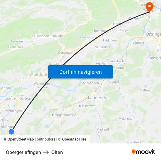 Obergerlafingen to Olten map