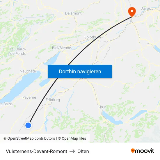 Vuisternens-Devant-Romont to Olten map