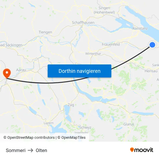 Sommeri to Olten map