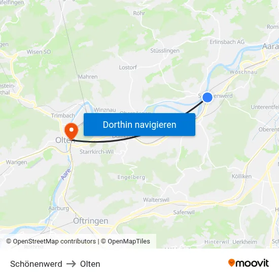 Schönenwerd to Olten map