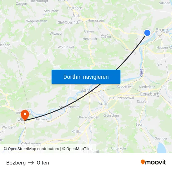 Bözberg to Olten map