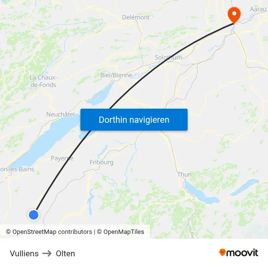 Vulliens to Olten map