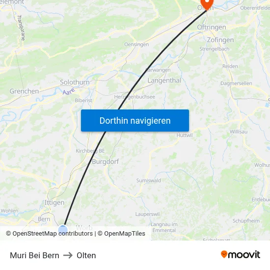 Muri Bei Bern to Olten map