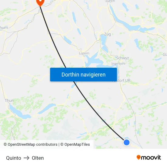 Quinto to Olten map