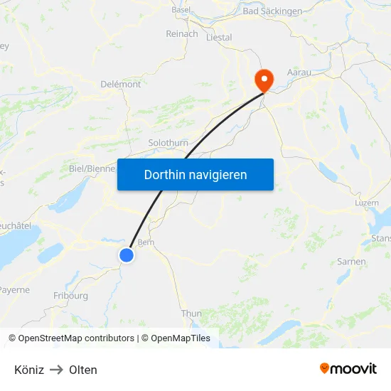 Köniz to Olten map