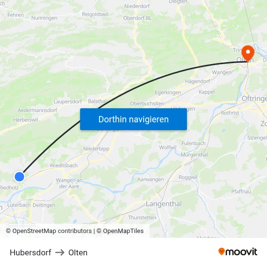 Hubersdorf to Olten map