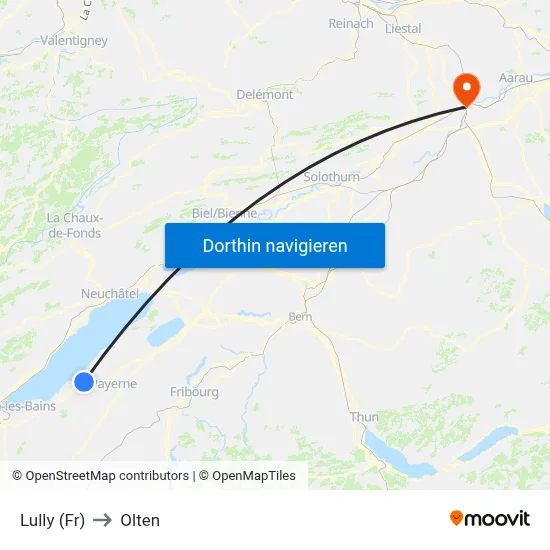 Lully (Fr) to Olten map