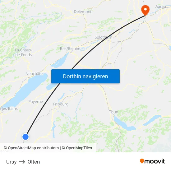 Ursy to Olten map