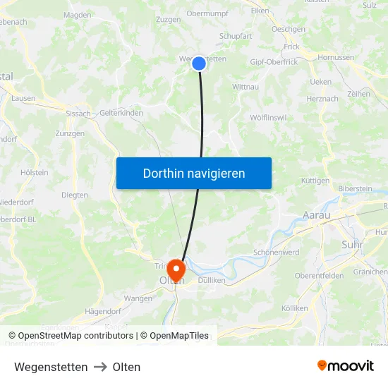 Wegenstetten to Olten map
