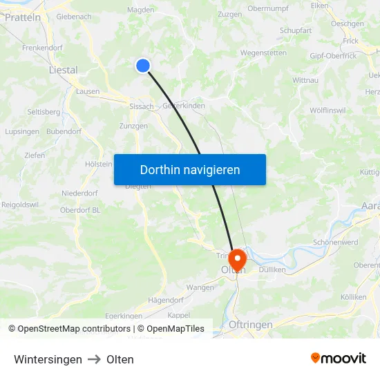 Wintersingen to Olten map