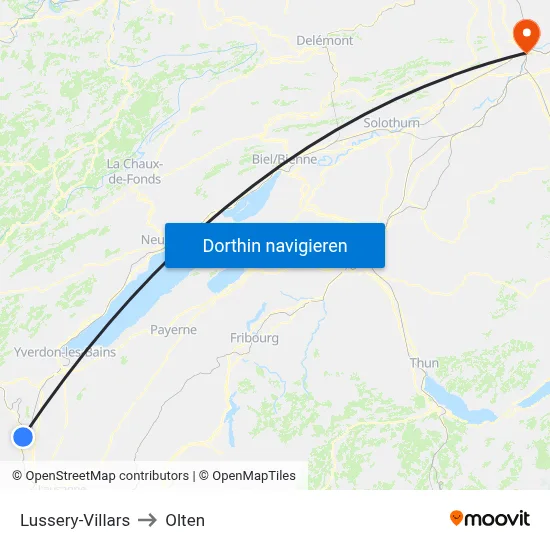 Lussery-Villars to Olten map