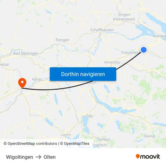 Wigoltingen to Olten map
