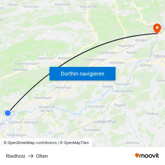 Riedholz to Olten map