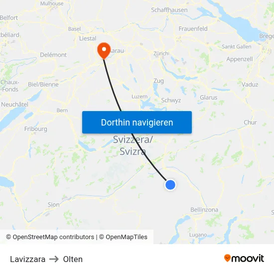 Lavizzara to Olten map
