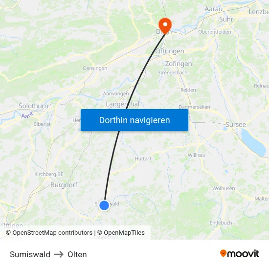 Sumiswald to Olten map