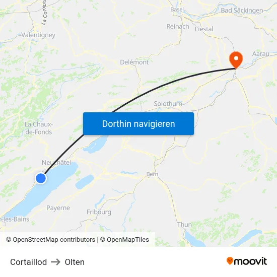Cortaillod to Olten map