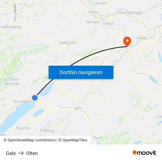 Gals to Olten map