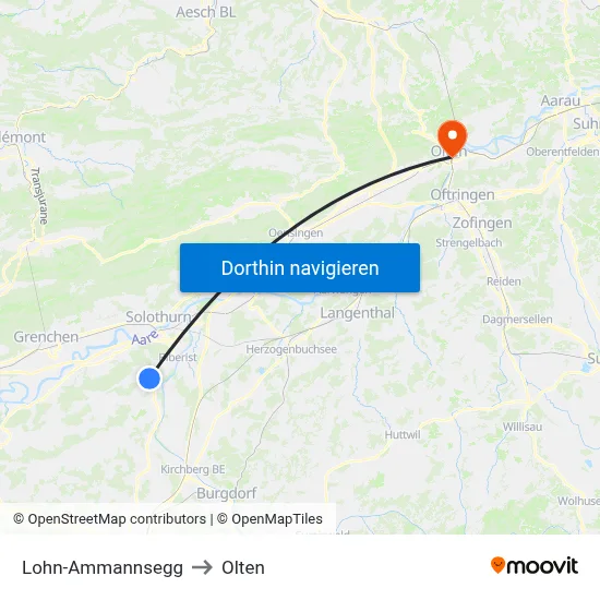 Lohn-Ammannsegg to Olten map