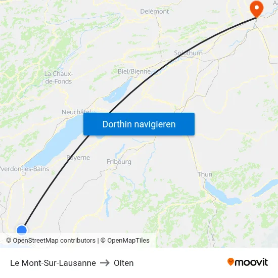 Le Mont-Sur-Lausanne to Olten map