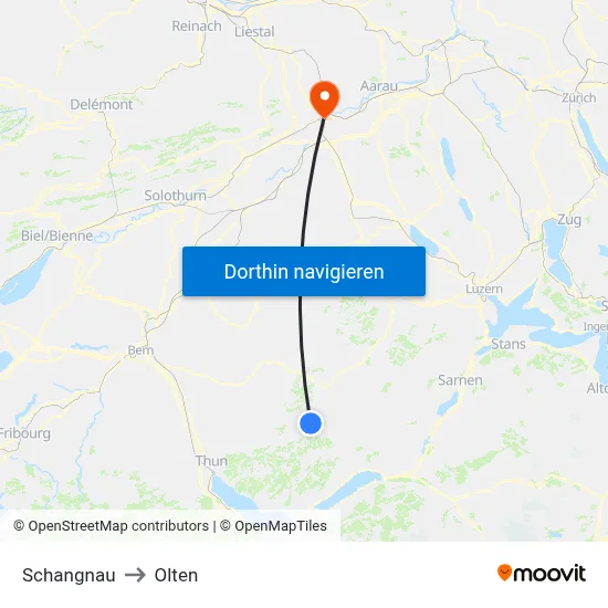 Schangnau to Olten map