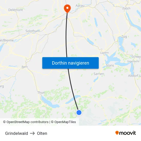 Grindelwald to Olten map