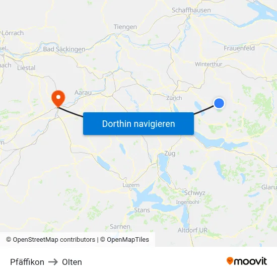Pfäffikon to Olten map