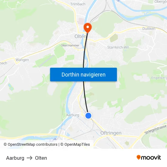 Aarburg to Olten map