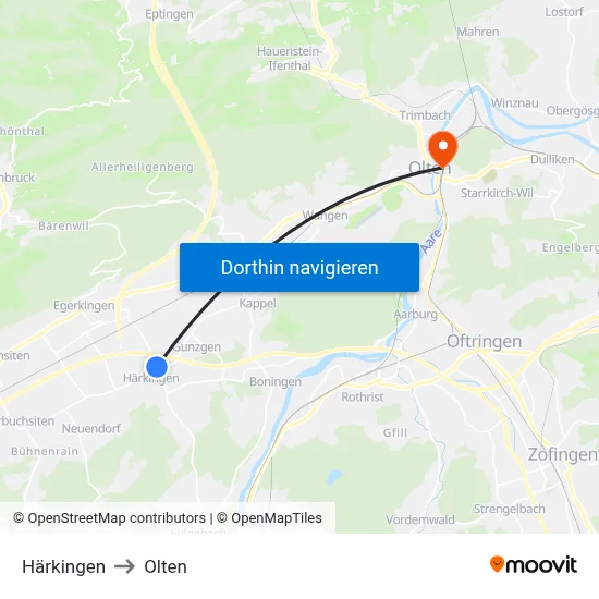 Härkingen to Olten map