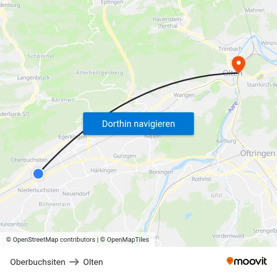 Oberbuchsiten to Olten map