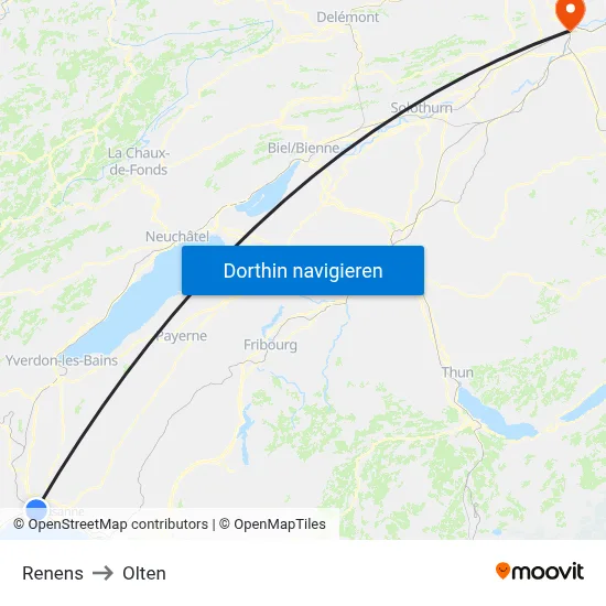 Renens to Olten map