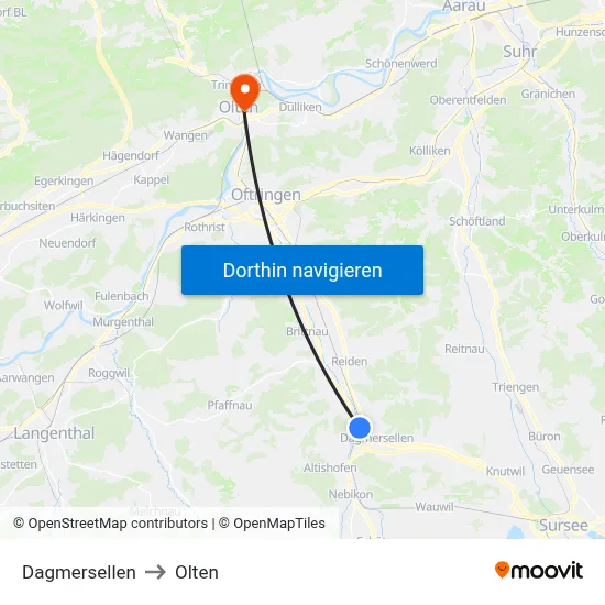 Dagmersellen to Olten map