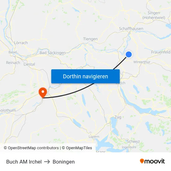 Buch AM Irchel to Boningen map