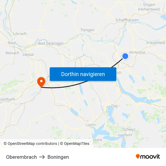Oberembrach to Boningen map