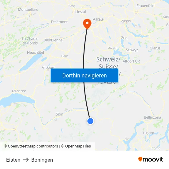 Eisten to Boningen map