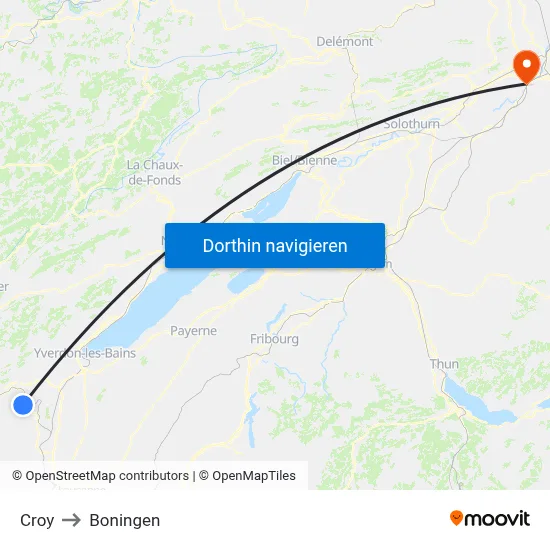 Croy to Boningen map