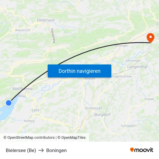 Bielersee (Be) to Boningen map