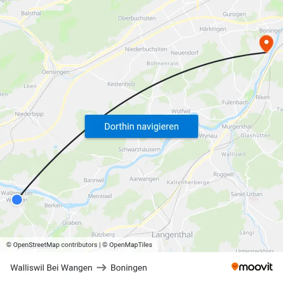 Walliswil Bei Wangen to Boningen map