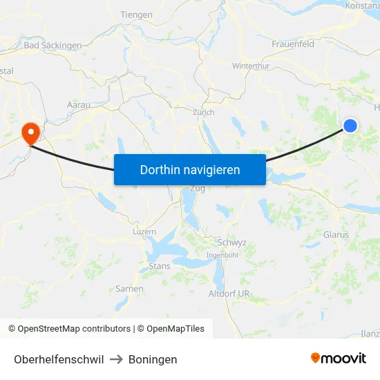 Oberhelfenschwil to Boningen map