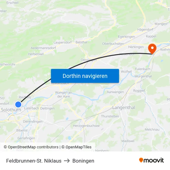 Feldbrunnen-St. Niklaus to Boningen map