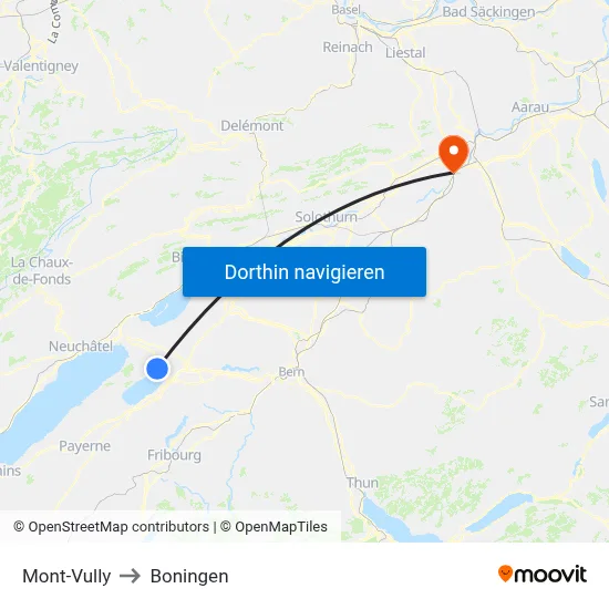Mont-Vully to Boningen map