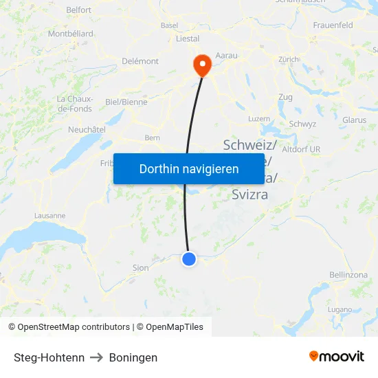 Steg-Hohtenn to Boningen map