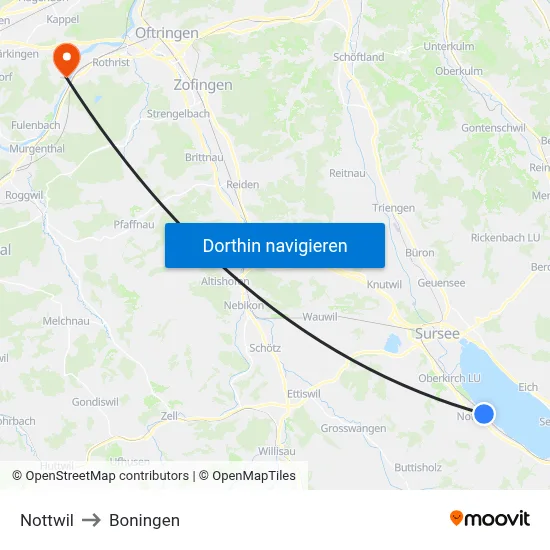 Nottwil to Boningen map