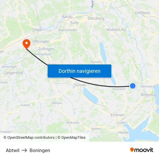 Abtwil to Boningen map