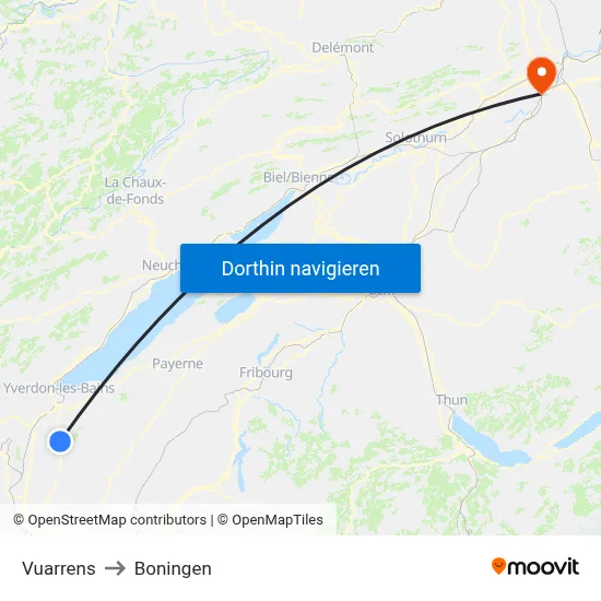 Vuarrens to Boningen map
